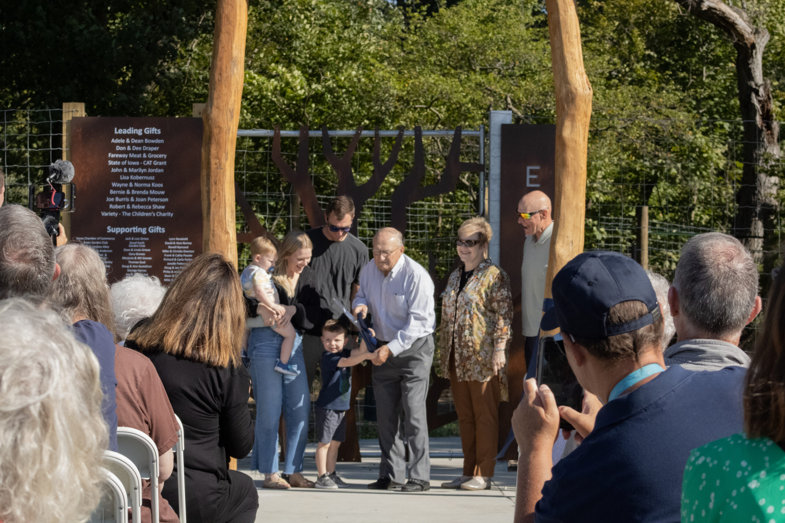 Dean Bowden Family Ribbon Cutting for Treehouse Village at Iowa Arboretum and Gardens